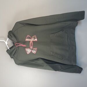 Under Armour Realtree Green & Pink Hoodie W/ Camo Emblem. Large